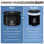 XL Oval Ice Bath Tub for Athletes with Cover by Brisk Bear - Extra Large Cold Plunge Tub for Recovery - Ice Bath Plunge Pool with Digital Timer - Cold Plunge to Soothe Muscles - Black Ice Tub