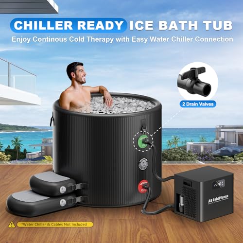 XL Ice Bath Tub for Cold Plunge, 120 Gal Ice Plunge Tub with Insulated Lid, Step Stool, Portable Inflatable Ice Pod Plunge Barrel, Easy Chiller Connection, Cold Therapy Indoor Outdoor