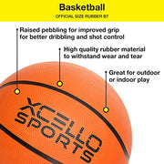 Multi-Sport 3-Ball Set - Jr. Football, Official B7 Basketball and Size 5 Soccer Ball with Ball Pump (Classic)