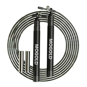 speed jump rope incl. 2 PVC Steel Cables 2.0mm/3.0mm| Ideal for Crossfit, Fitness, Boxing and Easy Double Under | Metal Jump Rope with Weights for Fitness Women and Men Premium Bearing Balls | Carry Pouch&Spare Screws