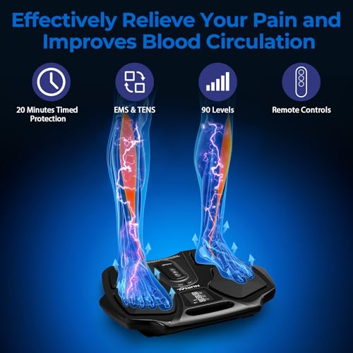 NURSAL TENS EMS Foot Massager for Neuropathy, Foot Nerve Muscle Stimulator Pro, Circulation and Body Pain Relief with TENS Unit Muscle Stimulator Pads, Electric Feet Legs Blood Circulation Machine