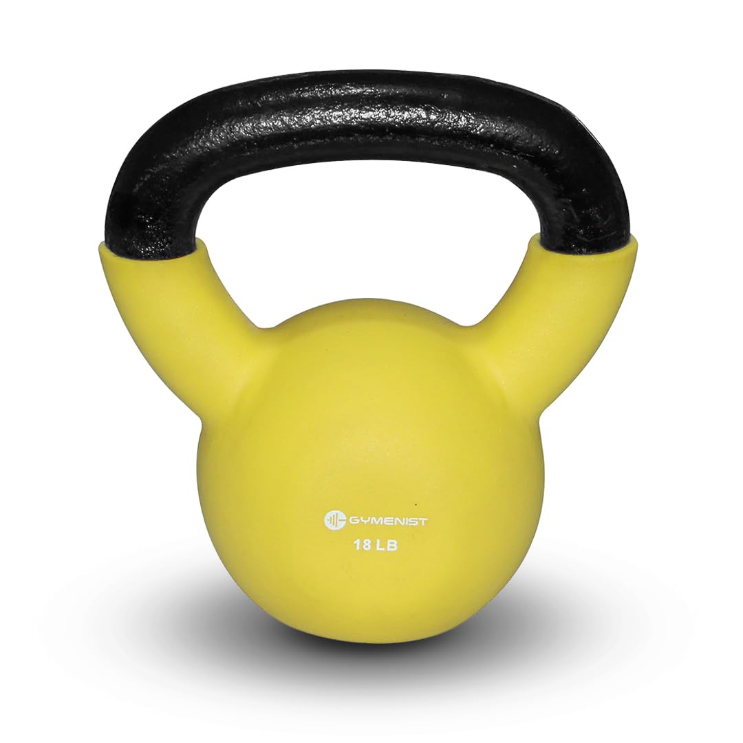 GYMENIST Kettlebell Fitness Iron Weights with Neoprene Coating Around The Bottom Half of The Metal Kettle Bell