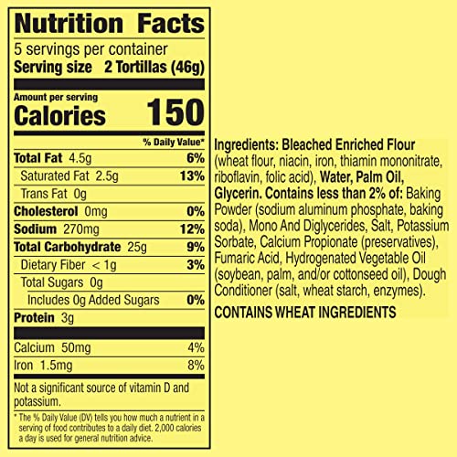 Old El Paso Flour Tortillas for Soft Tacos and Fajitas, Meal Prep, 10 Ct, 8.2 oz