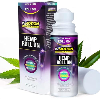 Roll On for Pain Relief - Premium Ultra Strength Fast Acting, Long Lasting, Odorless Hemp Oil Roll On Pain Reliever for Joint, Muscle, & Back