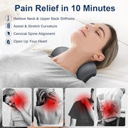 Neck and Shoulder Relaxer with Upper Back Massage Point, Cervical Traction Device Neck Stretcher for TMJ Pain Relief and Cervical Spine Alignment Chiropractic Pillow (Grey)