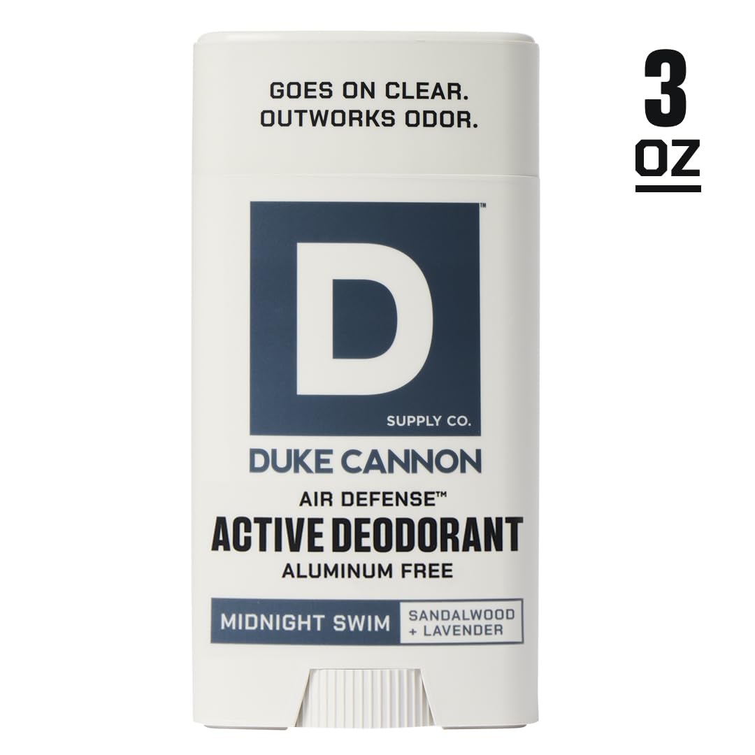 Duke Cannon Supply Co. Aluminum-Free Deodorant for Men 3 oz. Midnight Swim, 2 Pack - Unique Masculine Scent, Odor Control & Soothe Skin