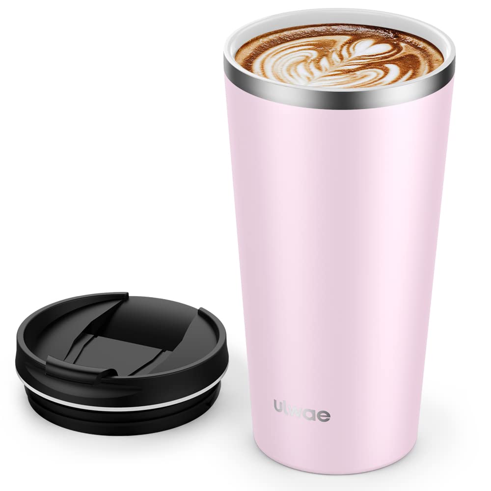 Insulated Coffee Mug with Ceramic Coating, 18oz Travel Mug with Leak-proof Lid, Vacuum Double-wall Tumbler, Stainless Steel Thermal Cup for Tea, Hot Cocoa, Cold Beverage, Ice Drinks