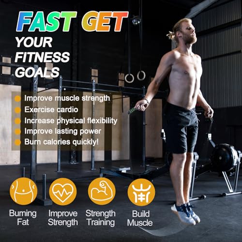 Jump Rope for Women Men Kids, Adjustable Skipping Rope with Ball Bearings, Professional Jumping Rope with Foam Handles, Tangle-Free Rapid Speed Jump Ropes for Fitness Workout Boxing Exercise