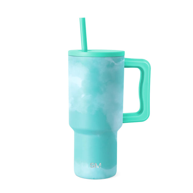 Simple Modern 40 oz Trek Tumbler with Handle and Straw Lid | Cup Holder Friendly Insulated Stainless Steel Travel Mug | Blue Dune