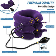 Neck Stretcher, Cervical Traction Device, Neck Traction Device, Neck Pain Relief, Adjustable Inflatable Neck Brace & Neck Stretcher Cervical Traction, Neck Decompression Home Use (Purple)