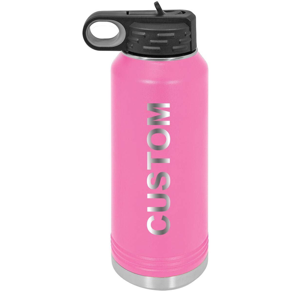 Personalized Add Your Name 40-Ounce Double Wall Insulated Stainless Steel Custom Sports Water Bottle with Flip Top Lid, Straw - Customizable (Blue)