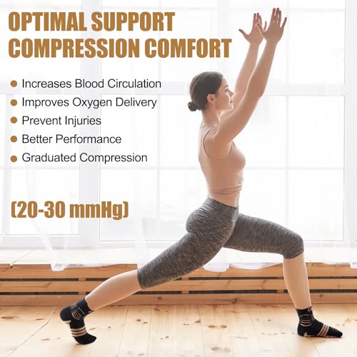 NEENCA Copper Compression Socks, Medical Ankle Support Socks for Injury Recovery & Pain Relief, Sport Protection, Women & Men Circulation, Swelling, Runner, Travel, Pregnancy, Flying—1 Pair, 20-30mmHg