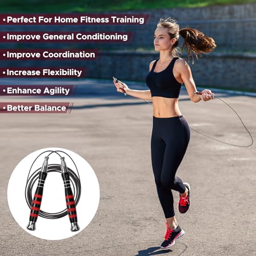 Speed Jump Rope - No-Screw Design, 360° Rotation, Non-Slip Silicone, Weighted, Includes 2 Handles, Portable Fitness Tool for Boxing