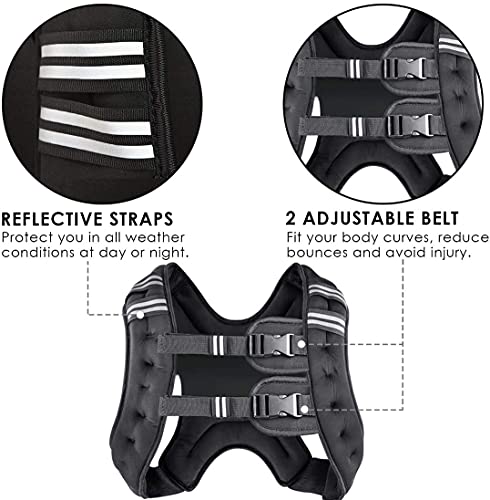 Prodigen Weighted Vest for Women and Men 8 12 16 20 25 30 Lbs with Reflective Stripe and Double Adjustable Buckle Straps Weight Vests for Strength Training, Jogging, Cardio, Weight Loss