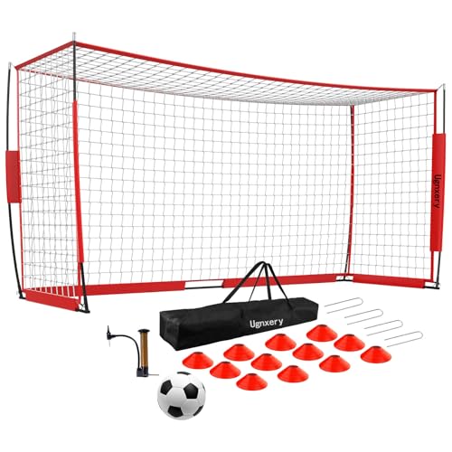 Portable Soccer Goal, Detachable 12x6 FT Soccer Goals Net for Backyard, Quick Setup Training Equipment with 1 Carry Bag, 1 Football, 12 Training Cones