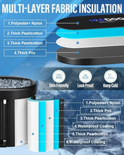 New Upgrade XL 139-Gallon Oval Ice Bath Tub - 6 Layered Portable Bathtub, Recessed Bathtubs Foldable with Cover Cold Plunge Tub for Athletes, Home Gym, Outdoor Recovery Use.