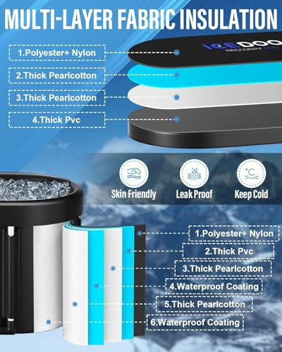 New Upgrade XL 139-Gallon Oval Ice Bath Tub - 6 Layered Portable Bathtub, Recessed Bathtubs Foldable with Cover Cold Plunge Tub for Athletes, Home Gym, Outdoor Recovery Use.