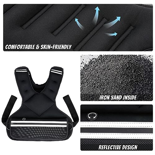 JoyPlus Adjustable Weight Vest,Strength Training Running Vest, Workout Equipment, Sport Exercise, Fitness, Weight Loss for Men 12LB, Women 8LB, Velcro or Buckle