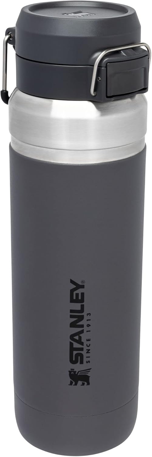 Stanley Quick Flip GO Water Bottle 36 oz | Push Button Lid | Leakproof and Packable for Travel and Sports | Insulated Stainless Steel | BPA-Free | Charcoal