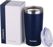SUNWILL Travel Coffee Tumbler 20 oz, Insulated Mug with Lid, Stainless Steel Cup for Outdoor, Powder Coated Navy