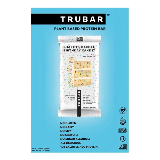 TRUBAR Vegan Protein Bar, Whole Lotta Macchiato, Gluten Free, Plant Based Protein, Dairy Free, Non GMO, Soy Free, No Sugar Alcohols, 12G Protein, 12G Fiber, 23G Carb, On the Go Snack Bars, 12 CT