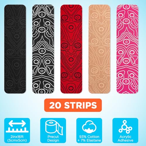 OK TAPE PRO Original Kinesiology Tape Pre-Cut Strips, Latex Free Elastic Athletic Tape Roll, 2in×16ft 2Rolls,Beige+Beige