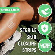 Sterile Skin Wound Closure Strips 202ct in 44pks - Improved Healing, Reinforced Design, Latex Free, Adhesive Backed, Optimal for Lacerations, Incisions, Sutures, 3x75,6x38,6x75,12x100mm