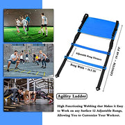 Speed Agility Training Set, Includes 1 Agility Ladder, 4 Steel Stakes, 1 Sports Headband,1 Jump Rope, 10 Disc Cones and Gym Carry Bag - Speed Training Equipment for Soccer Football Basketball
