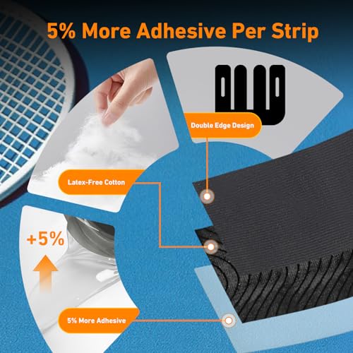 PreCut Kinesiology Tape for Knees, 12PCS Upgraded Waterproof KTQUICK Knee Tape for Knee Pain Relief Pre Cut, Original Cotton Athletic Knee Tape, Waterproof&Hypoallergenic Latex-Free for Sports (Black)