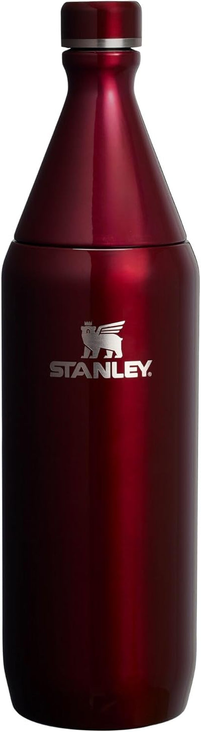 Stanley All Day Slim Bottle 34 oz | Twist off Lid with Leakproof Seal | Slim Design for Travel and Gym | Insulated Stainless Steel Water Bottle | BPA-Free | Garnet Shine