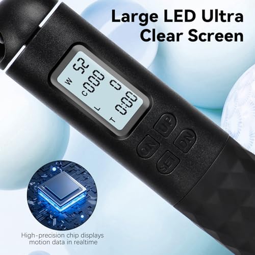 Skipping Rope with Counter, Cordless Jump Rope, Intelligent Timed Weighted Jump Rope, Adjustable Digital Counting Jumps Ropes for Lose Weight, Burn Calories