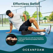 Oceanfoam Tidal Roller - Black - Muscle Massage Foam Roller for Back Pain & Stretching - Firm and Ergonomic Wide Wave Textured - Yoga, Athletics, & Wellness - Full Size, 20" x 5"