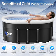 Upgraded 132-Gal Oval Ice Bath Tub with Air Ring, Portable Multi-Layered Cold Plunge Tub - Foldable & Inflatable, with Lid, for Athletes & Adults,Ideal for Home, Gym & Outdoor Use