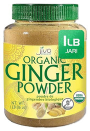 Jiva Organics Organic Ginger Root Powder 1 LB Jar - Gluten Free, Non-GMO - for Cooking, Baking, Tea & More - Bulk Ginger Ground Dry