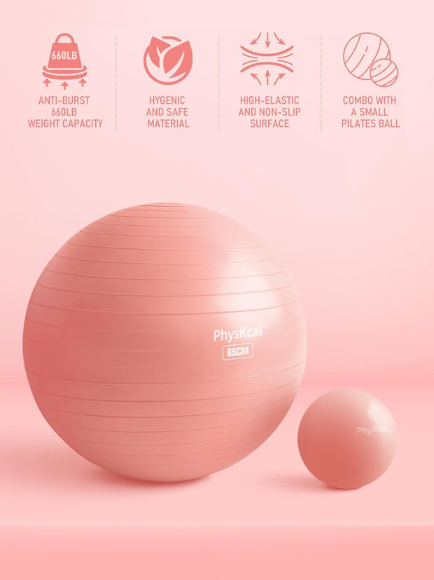 Yoga Ball for Exercise, Pilates Set, 4 Sizes Fitness Ball for Workout, Birthing, Pregnancy, Physical Therapy- Pump Included