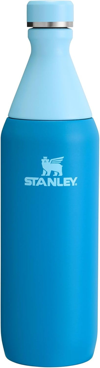 Stanley All Day Slim Bottle 20 oz | Leakproof Twist on Lid | Slim Design for Travel and Gym | Insulated Stainless Steel Water Bottle | BPA-Free | Azure