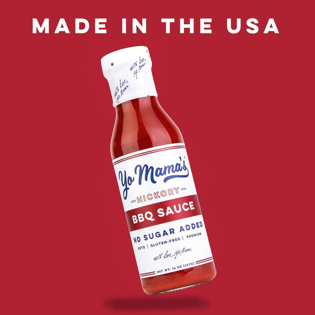 Yo Mama's Foods Keto Hickory BBQ Sauce – (Pack of 3) - Vegan, No Sugar Added, Low Carb, Low Sodium, Gluten Free, Paleo, and Made with Whole Non-GMO Tomatoes!