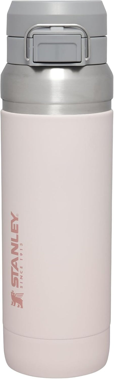 STANLEY Quick Flip GO Water Bottle 36 oz | Push Button Lid | Leakproof and Packable for Travel and Sports | Insulated Stainless Steel | BPA-Free | Rose Quartz