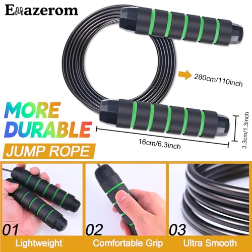 Jump Rope for Women Men Kids, Adjustable Skipping Rope with Ball Bearings, Professional Jumping Rope with Foam Handles, Tangle-Free Rapid Speed Jump Ropes for Fitness Workout Boxing Exercise