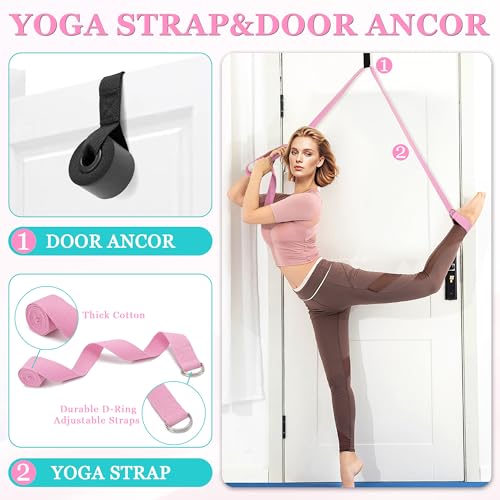 Yoga Wheel Set, Wheel Foam Roller for Back Pain & Stretching, Yoga Blocks 2 Pack with Strap, Trigger Point Therapy Massage Ball for Deep Tissue, 500lbs Capacity, Back Cracker Roller