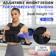 VBSD Adjustable Weighted Vest for Women Men 4-10lb/11-20lb/20-32lb Vest with 6 Ironsand Weights Body Weight Vest with Reflective Strip for Running Walking Strength Training Workouts