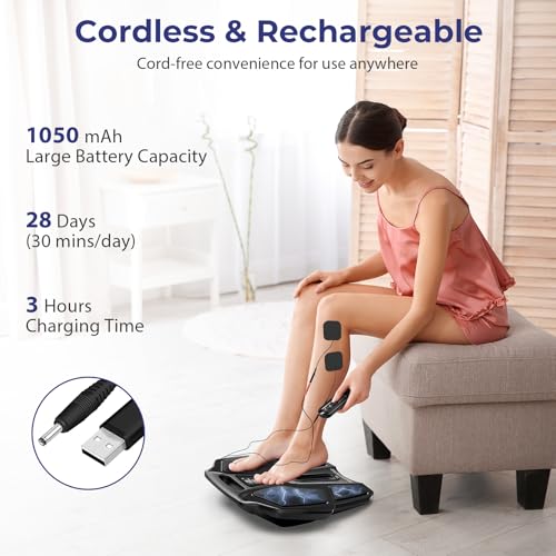 NURSAL TENS EMS Foot Massager for Neuropathy, Foot Nerve Muscle Stimulator Pro, Circulation and Body Pain Relief with TENS Unit Muscle Stimulator Pads, Electric Feet Legs Blood Circulation Machine