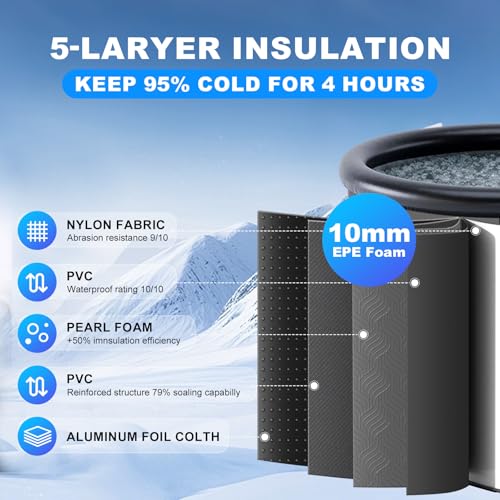 XL Ice Bath Tub for Cold Plunge, Portable Ice Pod with Lid & Cover, 100Gal Inflatable Ice Plunge Tub with 2 Drain Valves for Chiller Connection, Cold Therapy Recovery, Indoor Outdoor Use