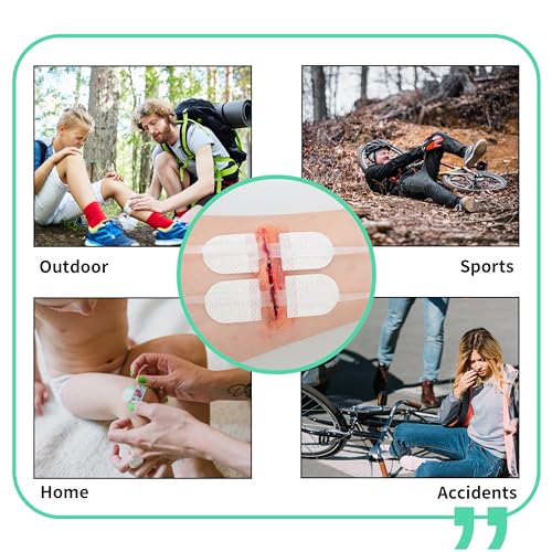 RHINO RESCUE Wound Closure Kit, 6pcs with Dresssings, Wound Closure Strips Without Suture, Stitch Zip Laceration Closure Kit for Cut Care, Adhesive Wound Closure Bandages, HSA/FSA Eligible