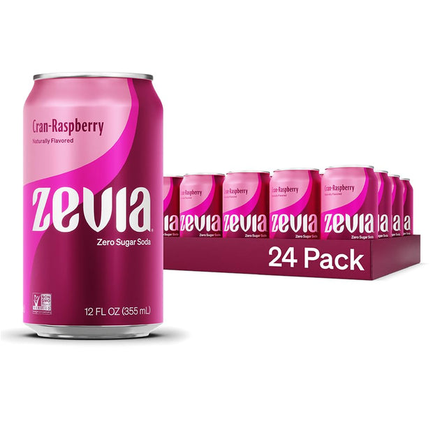 Zevia Zero Sugar Soda, Cream Soda, 12 oz Cans (24-Pack) – Naturally Sweetened, Non-GMO Project Verified, Gluten-Free, Vegan