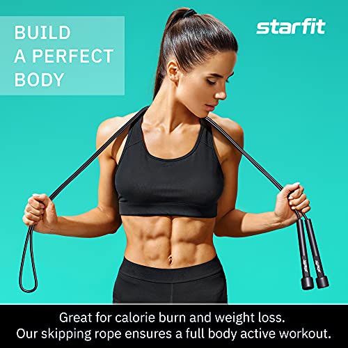 STARFIT Lightweight Jump Rope for Fitness and Exercise, Adjustable Jump Ropes with Plastic Handles, Cardio and Endurance Training, Jumping Rope for Workout