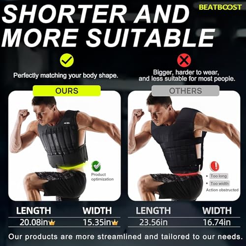 Weighted Vest Men 20lb/30lb/40lb/50lb/60lb Adjustable Weight Vest with Steel Plates Weights for Walking Strength Training Running Workout