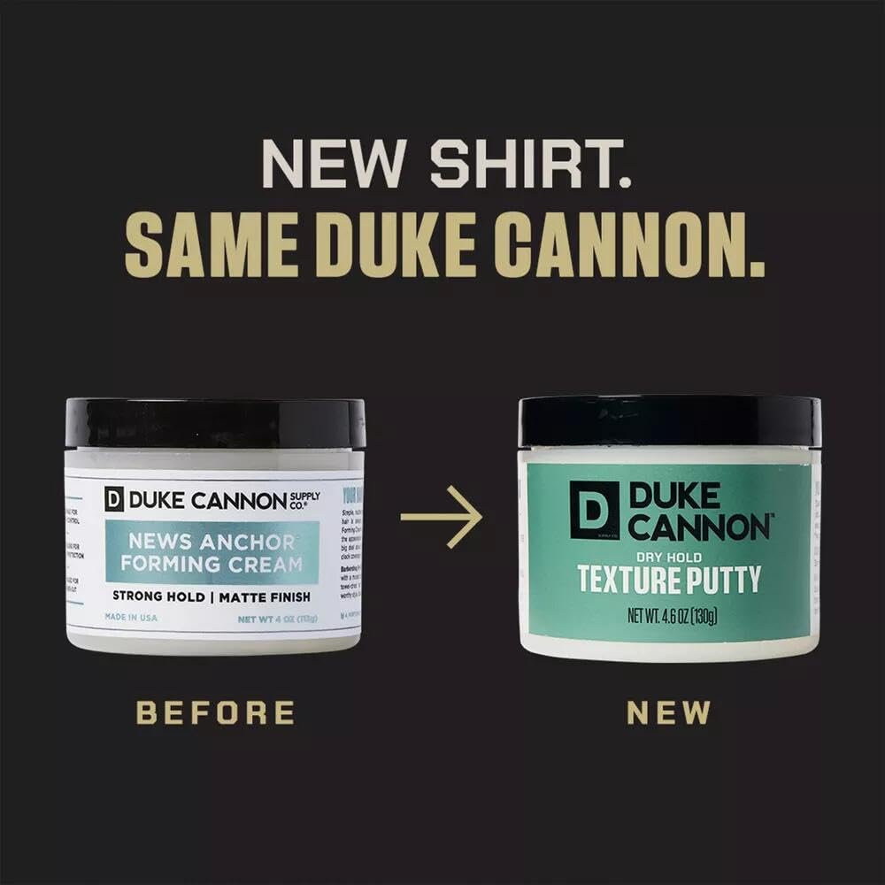 Duke Cannon Dry Hold Texture Putty – Medium Hold, No Shine Hair Styling Paste for Men, 4.6 oz