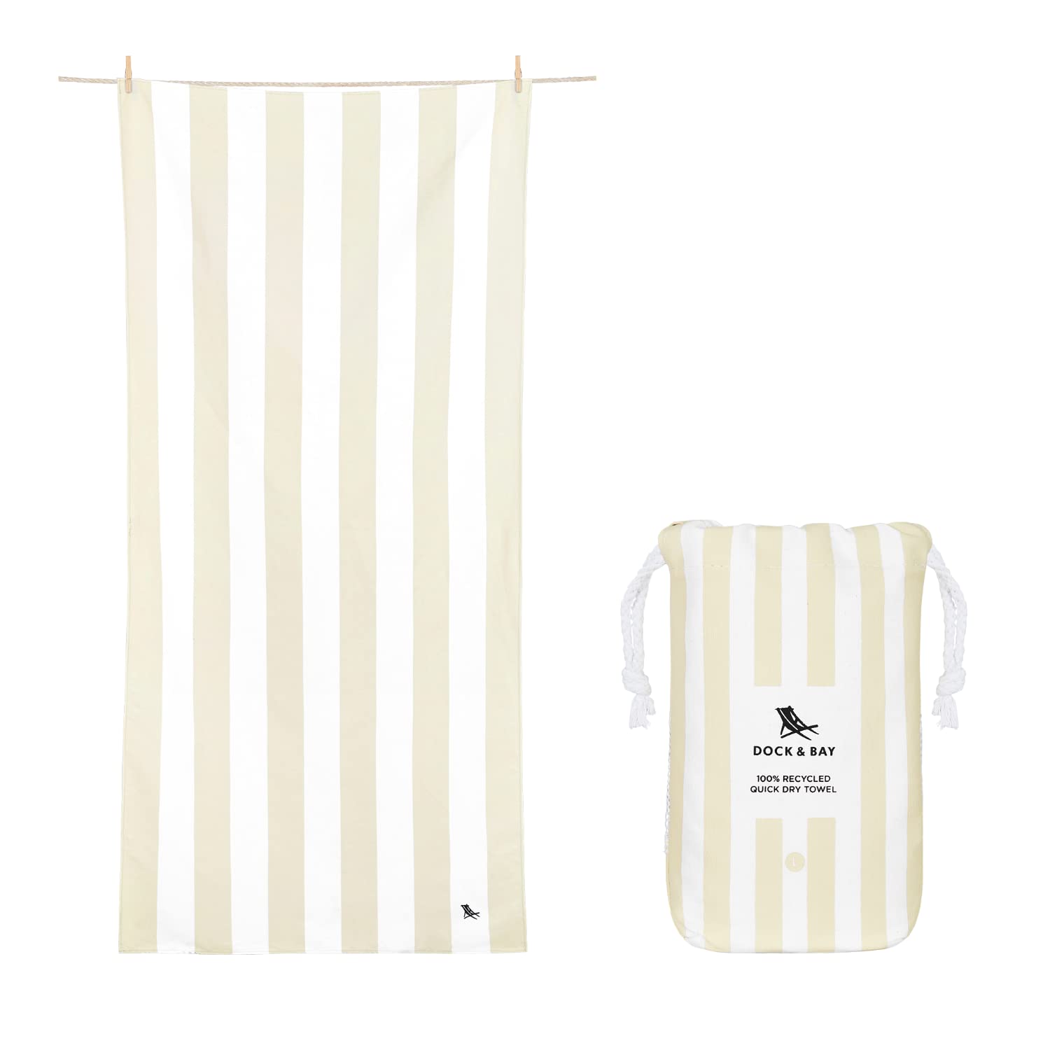 Dock & Bay Beach Towel - Quick Dry, Sand Free - Compact, Lightweight - 100% Recycled - Includes Bag - Cabana - Bondi Blue - Large (160x90cm, 63x35)