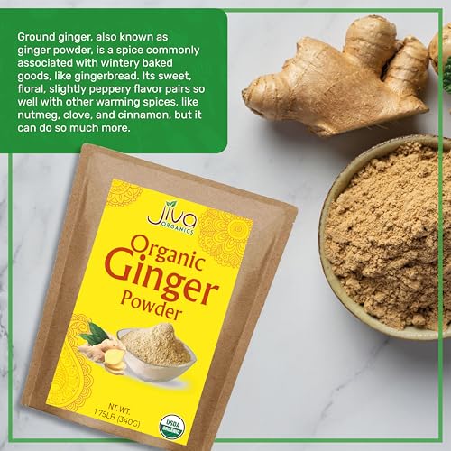 Jiva Organic Ginger Powder 1.75 Pound Bulk Bag - Non-GMO, Finely Ground, Keto, Raw & Pure Ground Ginger Root